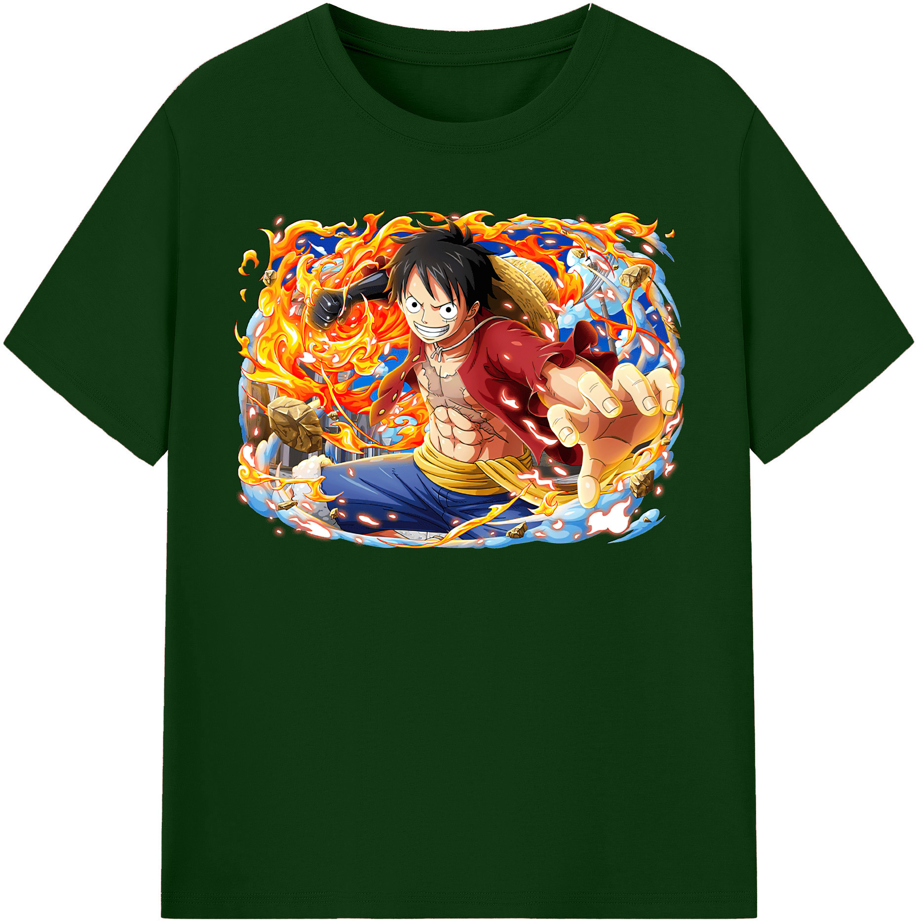 ワンピース モンキー・D・ルフィ ONE PIECE Monkey D. Luffy 綿100％半袖Tシャツ（フロントプリント）